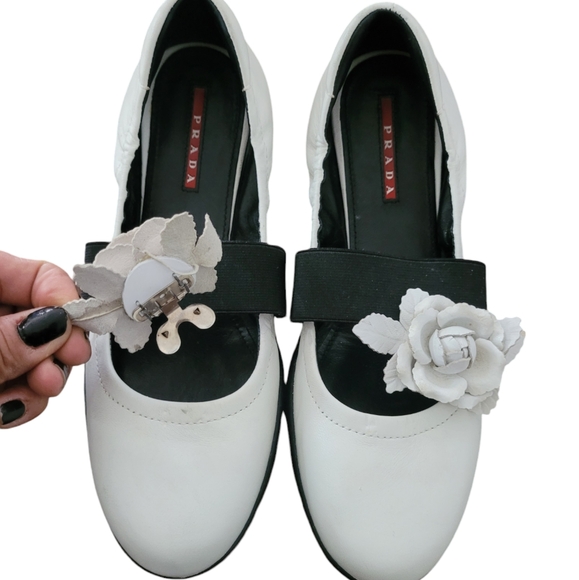 Prada White Leather Ballet Flats - Picture 2 of 6